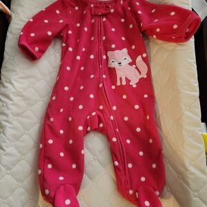 Pink Polka Dot Kids One Piece with Fox Design 4 Other Sleepers Included